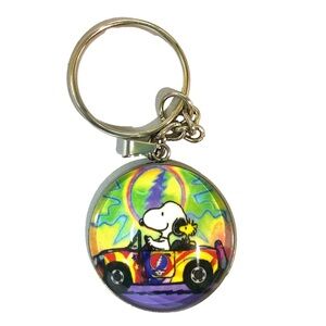 GRATEFUL DEAD SNOOPY WOODSTOCK Custom Glass Cabochon Keychain by BuyItWhenFound